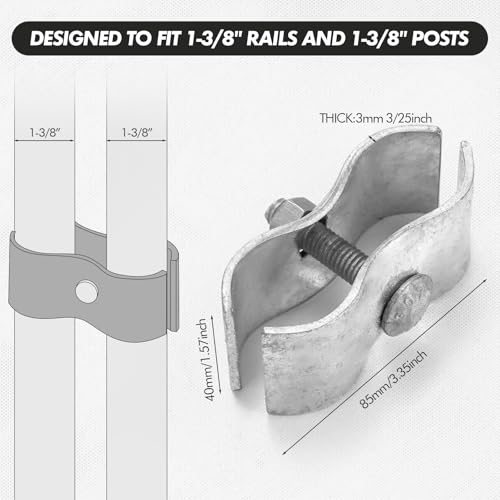 Zonon 24 Set Chain Link Fence Panel Clamps, 1-3/8" Dog Kennel Panel Clamps Galvanized Steel Clamp for 32mm Round Pipe Frame, with Bolts and Nuts