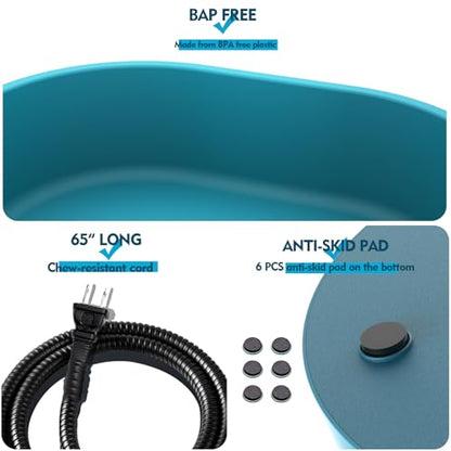 Heated Water Bowl for Dog & Cat, Outdoor Heated Dog Bowl Provides Drinkable Water & Food in Winter, Heated Pet Bowl for Outside, Smart Thermal-Dish for Rabbit, Chicken, Duck, Squirrel (96 OZ) - size: 96 OZ