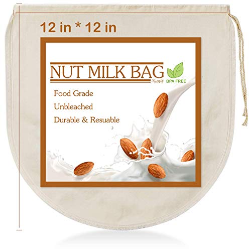 3 PCS 12"x12" Nut Milk Bags - 100% Unbleached Cotton Cheesecloth, Reusable Food Strainer Colander For Straining Almond/Oat Milk, Celery Juice, Cold Brew Coffee, Yogurt and Cheese Making - color: 3 pack