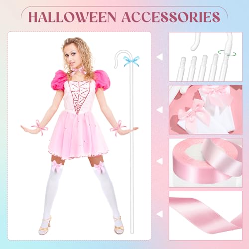 Jiuguva Halloween Costume Accessory Plastic Prop Staff Cane Women's Halloween Shepherd's Crook Costume Set - color: White