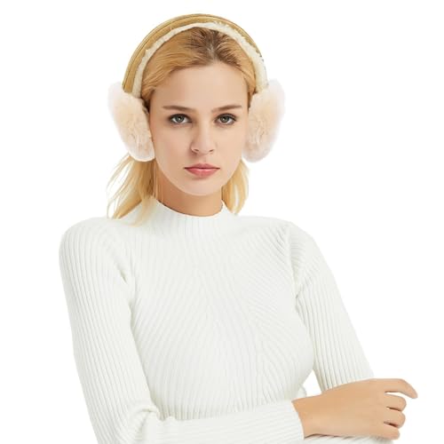 Aurya Sheepskin Earmuffs, Classic Ear Warmer for Winter Outdoor, Wool Ear Muffs for Men and Women - color: Chestnut