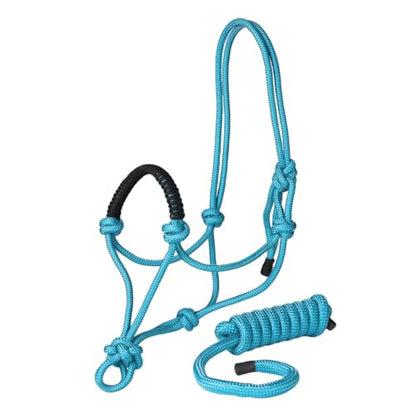 TuffRider Rugged Rope Halter Braided Noseband with Matching Lead - color: Blue
