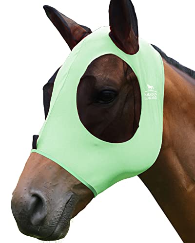 Harrison Howard Super Comfort Stretchy Fly Mask Large Eye Space with UV Protection Soft on Skin with Breathability Cool Mint L Full Size - color: Cool Mint, size: Full (Large)
