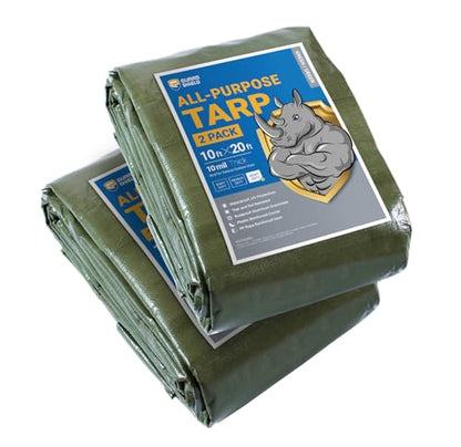 GUARD SHIELD Tarps Heavy Duty Waterproof 10x20 Feet Green Poly Tarp Cover Outdoor Thick UV Resistant Tarpaulin with Grommets 10mil (2-Pack) - color: Green, size: 10x20 (2-Pack)