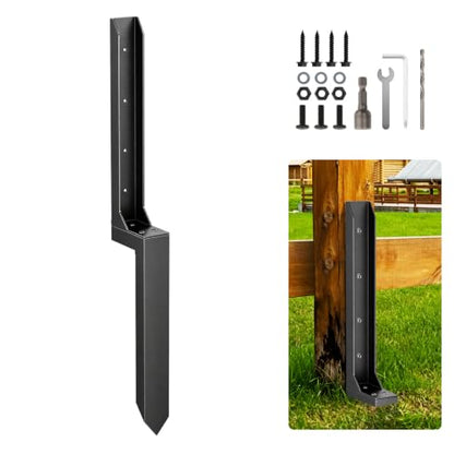 1 Pcs Fence Post Repair Kit,4×4/6x6 Fence Post Support,Heavy Duty Post Anchor Ground Spike with Double-Layer Thickened Fence Post Anchor & Stakes for Repair Tilted, Broken Wood Fence Post - size: Split