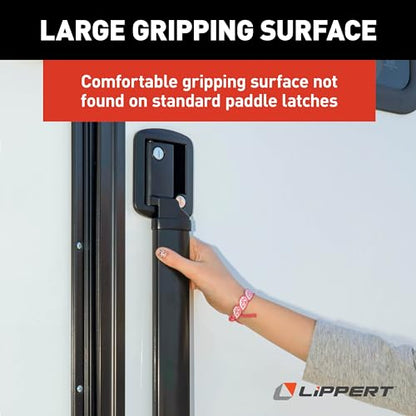 Lippert LatchXtend™ Easy Open RV Door Handle Extension for Entry Doors with a Standard Paddle Latch, Extends Reach by 14", Easy Retrofit Installation, Perfect for Kids and Seniors - 2022301969 | Fits right-handed entry doors with standard paddle latch, cu