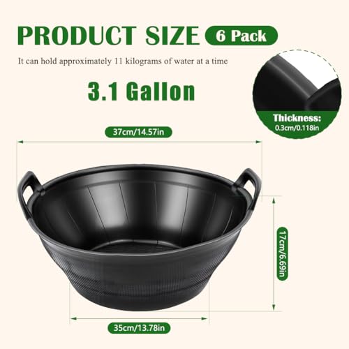 6Pcs Rubber Feed Pan, 3.1 Gallon Horse Feeder Pan, Chicken Dust Bath
