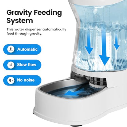 Automatic Dog Water Dispenser, Stainless Steel Bowls Feeder, 100% BPA-Free - color: White, size: 2.1 Gallon