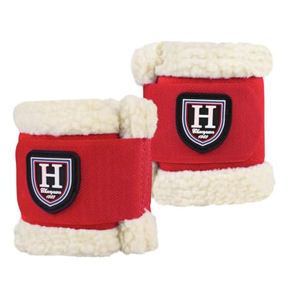 Harrison Howard Essential Premium Horse Pastern Wraps with Berber Fleece Lining Sold in Pairs Red - color: Red