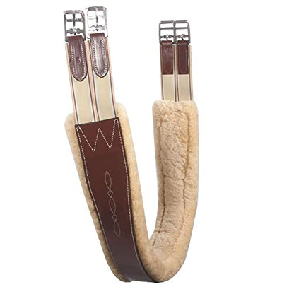 Schneiders Pinnacle Sheepskin Lined Girth for Horses | Size 46 and Comfort | Genuine Sheepskin Lining | Beautiful Fancy Stitching | Double Elastic Ends