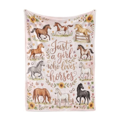 Horse Blanket, Throw Blanket for All Seasons, JUST A Girl WHO Loves Horses