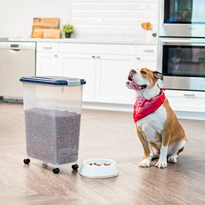 IRIS USA Dog Food Storage Container, Up to 38 lbs, Navy, Made in USA - color: Navy, size: 38 lbs