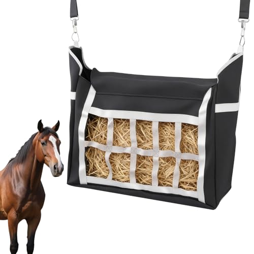 Slow Feeder Horse Hay Bag, Design for Goats ,Horse ,Donkey ,Sheep, Premium Oxford Hay Feed Bags with Front Hay Nets Design, Large Opening with Drawstring and Adjustable Strap for Easy Hanging, 2pcs - size: 2 Pcs