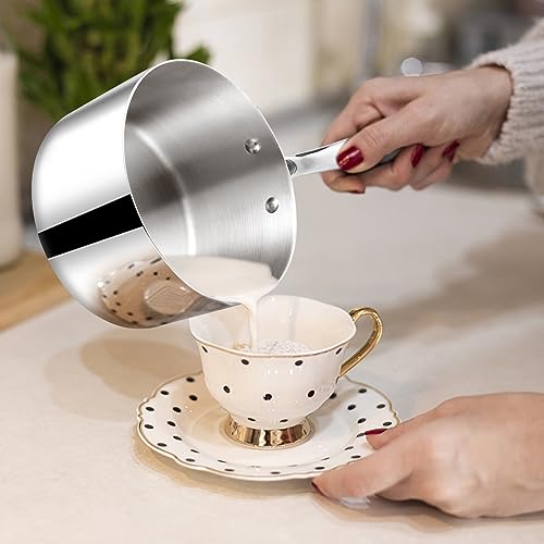 TeamFar 1qt Saucepan with Lid, Stainless Steel Tri-Ply Sauce Milk Pan - size: 1QT