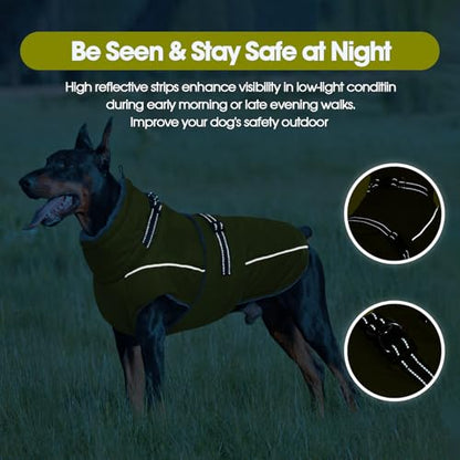 QBLEEV Warm Dog Jacket, Waterproof Dog Winter Coat with Harness - color: Autumn-Fragrance, size: Small