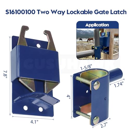 2 Way Farm Gate Latch for Gate with 1-5/8 to 2" Tubes, 2 Pack Blue - color: 2x S16100300