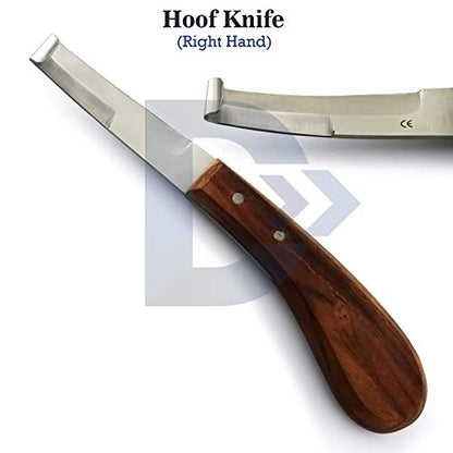 Hoof Knife Set Sharpener Right & Left Handed Double Edge Farrier Horses Goats Pick Trimming Knives Wooden Handle