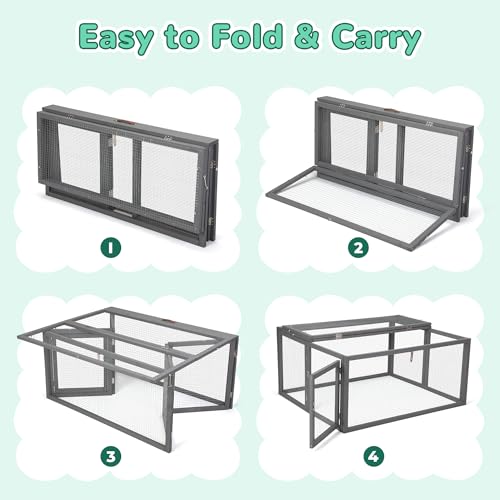 COZIWOW Chicken Coop Run Rabbit Hutch Portable Chicken Cage Pens, Gray - color: Grey
