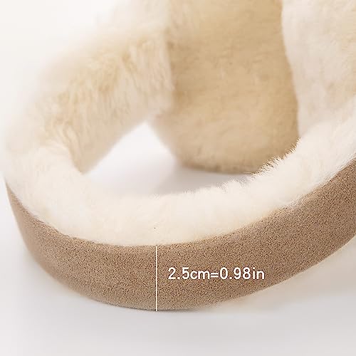 MaxW Wool Ear Muffs for Winter Women Men Fluffy Earmuffs Soft Cozy Ear Warmers Outdoor Ear Covers for Cold Weather - color: A-chestnut