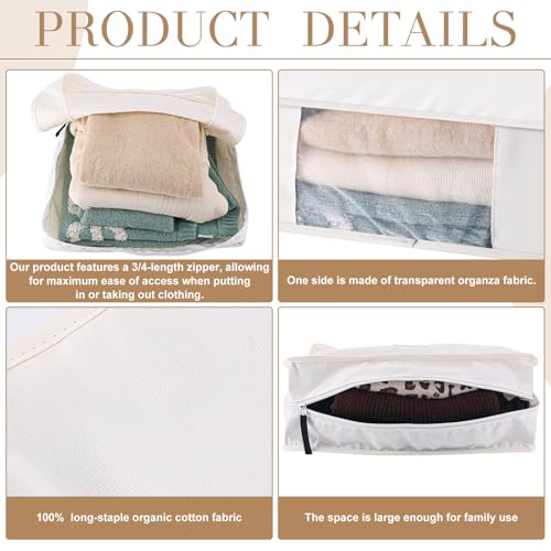 3 Pcs Cotton Sweater Storage Bags 15 Inch for Cashmere | Breathable Clothes Storage Bags with Mesh Window for Woolen Cashmere Sweaters Merino Wool - size: 15 inch