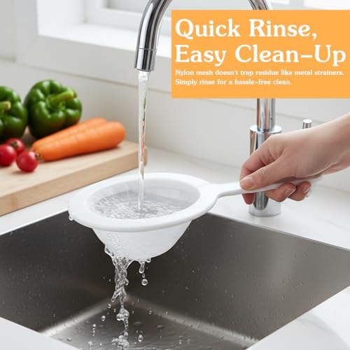 2PCS Extra Fine Mesh Strainer 120 Mesh Nylon Ultra Fine Mesh Strainer with Handle for Filtering Yogurt Juice Coffee Milk Honey Matcha Kitchen