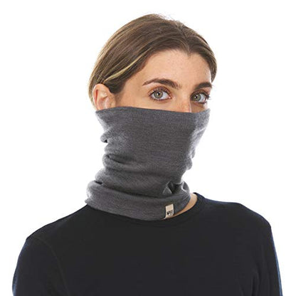 100% Merino Wool - Midweight Neck Gaiter - Skiing Neck Warmer - Winter Face Mask - Multipurpose Headwear - color: Charcoal Gray