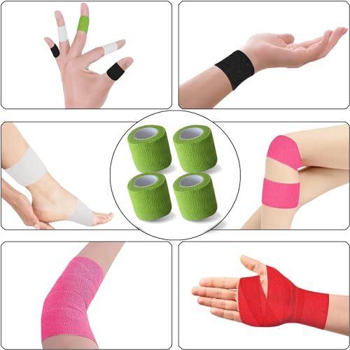 8 Pack 2 in x 5 Yards Cohesive Wrap Self Adhesive Bandage Wrap Elastic Self Adherent Bandage Self Stick Vet Tape for Athletic, Wrist, Ankle, Knees, Pets (Grass Green) - color: Grass Green, size: 2 Inch