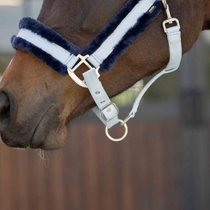 Equinavia Valkyrie Ultra Fleece Soft Padded Horse Halter Breakaway - color: Sweet Blue/Navy, size: Warmblood