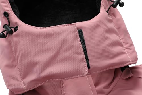 MOERDENG Women's Warm Winter Ski Coat Waterproof Snowboarding Jacket | Waterproof Windproof Winter Snowboarding Coat, Warm Insulated Jacket with Detachable Hood & Zipper Pockets for Skiing Hiking - color: Pink, size: Small