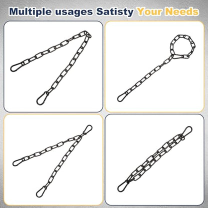 PATIKIL 2Pcs Gate Chain Lock, 19 in x 4mm Chain Dia Alloy Steel Hanging Chain Lock with 2 Open Clasps for Stall Barn Fence Gate Hammock Swing Punching Bags Sandbag Yoga Gym, Black - size: 16inch x 4mm