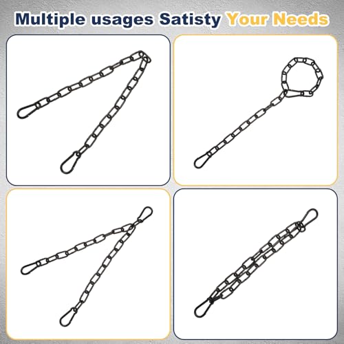 PATIKIL 2 Pcs Gate Chain Lock, 35 in x 4mm Chain Dia Alloy Steel Hanging Chain Lock with 2 Open Clasps for Stall Barn Fence Gate Hammock Swing Punching Bags Sandbag Yoga Gym, Black - size: 35inch x 4mm