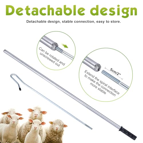 Goat Catcher Leg Hook, Sheep Catching Tools Stainless Catching Sheep Leg Crook Hook Catcher Poultry Leg Pole for Breeding Farms Grabber Capture Tool (63") - size: 63"