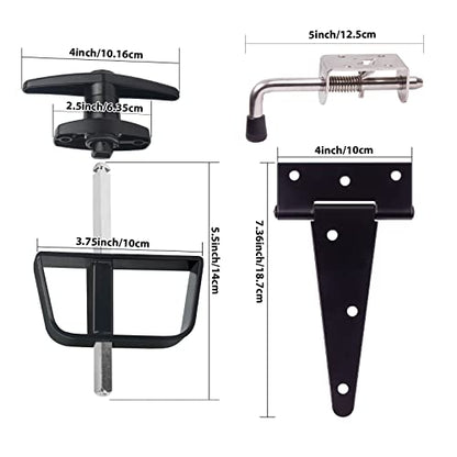 6" Shed Door Hardware Kit with T-Handle Lock & 5 Keys - 6 Hinges, 2 Barrel Bolts - Iron Gate Hardware Set, Black Powder Coated by [BTEOBFY] - size: 5.5-inch-Big-T