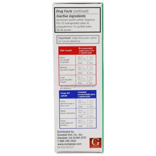 Mata Piojos Lice Shampoo, Maximum Strength Treatment, 2-Pack | Eliminates Head and Body Lice, 2 Fl Oz, Includes Comb, For Kids and Adults