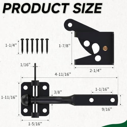 Self-Locking Gate Latch, Heavy Duty Automatic Gravity Lever for Wood Fence - size: Normal