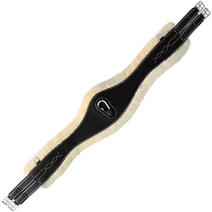 Exion Over Lay Girth with Snap and Sheep Skin Lining/Brown Elastic Grey & Maroon Lines | 120 cm / 48 inches/Sheep Skin Padding