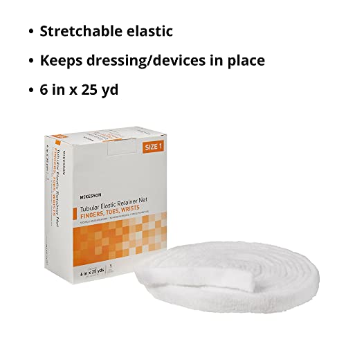 McKesson Tubular Elastic Retainer Net Dressing, Non-Sterile, Finger, Toes, Wrist, Size 1, 6 in x 25 yd, 1 Count, 1 Pack - size: Size 1 1 Count