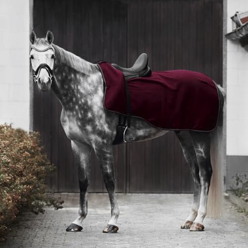 HORZE Kiel Riding Blanket with Fleece - Dark Red - 84 in - color: Dark Red, size: 84 in