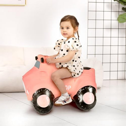 INPANY Kids Bouncy Car Hopper Toys, Toddlers Ride on Car, Gifts Toy for Kid | Eco-Friendly PVC, Low Center Gravity, Cute Cartoon Design, Load 100 Lbs, Learn & Exercise & Active Fun, Gifts for 1-3 Kids - color: Pink Car