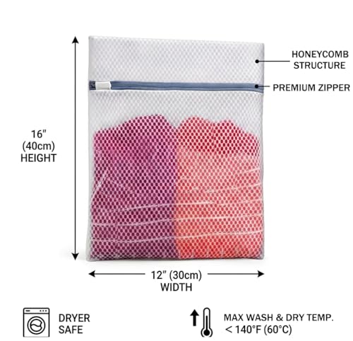 Laundry Bags 4 Pack - Rhaufein Honeycomb Mesh Laundry Bags, 11.4x15.5 Inches Medium Wash Bags for Delicates, Bras, Lingerie, Baby Clothes, Durable Zipper, Protect Garments from Snag, Tangle & Deform