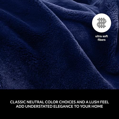 Mon Chateau 60" x 70" Hearthside Faux Fur Throw Blanket, Midnight Tide | Cozy Layer Comfort For Couch, Bed Or Chair. Lightweight Polyester Fabric With Easy Machine Wash Care - color: Midnight Tide