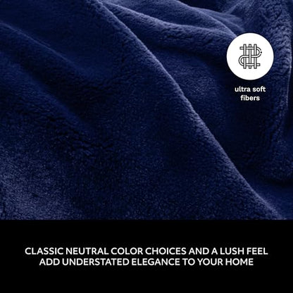 Mon Chateau 60" x 70" Hearthside Faux Fur Throw Blanket, Midnight Tide | Cozy Layer Comfort For Couch, Bed Or Chair. Lightweight Polyester Fabric With Easy Machine Wash Care - color: Midnight Tide