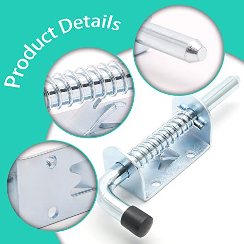 5 Inch Spring Loaded Gate Latch Pin, 2pcs Barrel Bolt Spring Latch | Chrome, Heavy Duty, Steel Door Lock Latch, for Cabinet, Shed, Trailer, Equipment - color: Chrome