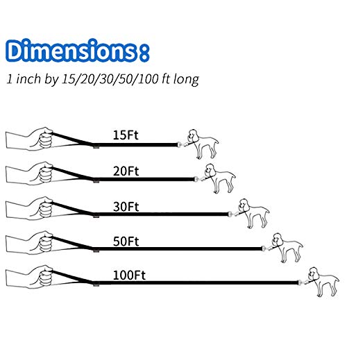 HIKISS Long Dog Leash Obedience Recall Training Agility Lead with Thickening Material for Large Dog - 15ft 20ft 30ft 50ft 100ft Training Leash(Blue 15ft) - color: T2:Large Dog Thicken blue, size: 15 Feet