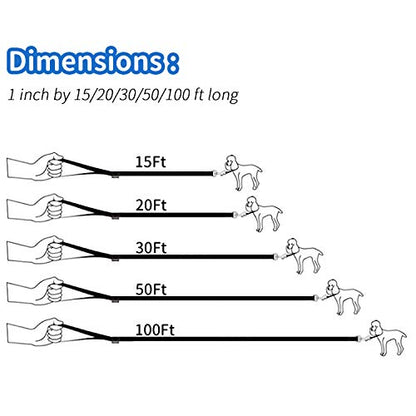 HIKISS Long Dog Leash Obedience Recall Training Agility Lead with Thickening Material for Large Dog - 15ft 20ft 30ft 50ft 100ft Training Leash(Blue 15ft) - color: T2:Large Dog Thicken blue, size: 15 Feet