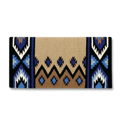 Mayatex 1431-7 New Phoenix Wool Saddle Blanket 38in x 34in - color: Black/Sand/Periwinkle/Fawn/Cream