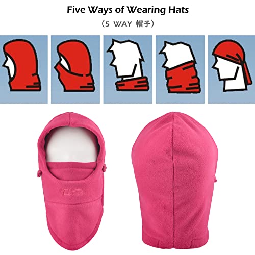 TRIWONDER Kids Winter Hats Balaclava Ski Mask for Boys Girls Toddlers Windproof Adjustable Cold Weather Face Mask Neck Warmer - color: Purplish Red