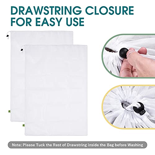 OTraki 2 Pcs Large Mesh Laundry Bags 24X36 Inch Heavy Duty Drawstring Laundry Wash Bag,Laundry Hamper Liner Machine Washable Storage Bag for Travel Hotel Beach Don't Drying, Melting 140-176℉ White - size: 24 x 36 inch