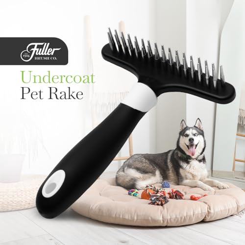 Fuller Brush Undercoat Pet Rake - 33 Sturdy Tapered Steel Pins Inset into Polypropylene Head - Ergonomically Designed Rubberized Handle - Reduce Tangles, Remove Loose Undercoat for Shed-Free Groom - size: Undercoat