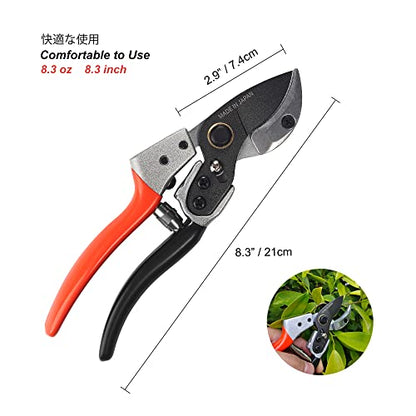 TONMA Anvil Pruning Shears [Made in Japan] Professional 8 Inch Heavy Duty Garden Shears Secateurs with Ergonomic Handle, Hand Pruners Gardening Hedge Trimmer Branch Clippers for Plants - style: Anvil Pruning Shears (Orange)